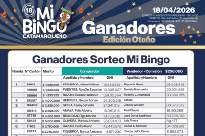 Ganadores de MI BINGO CATAMARQUEÑO